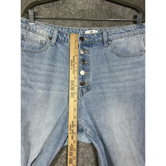 BP‎ High Rise Mom Jeans Womens Size 32 Exposed Button Fly Light Wash Blue Denim - Picture 10 of 12